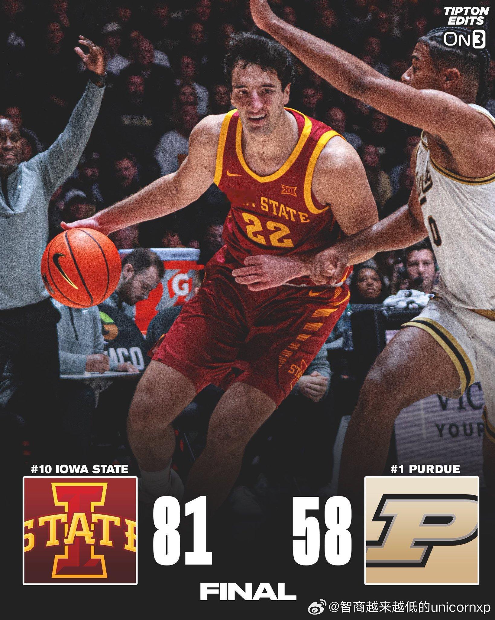 全美第一的普渡大学惨败给爱荷华州立大学，密西根大学下周终于可以名正言顺的登顶AP