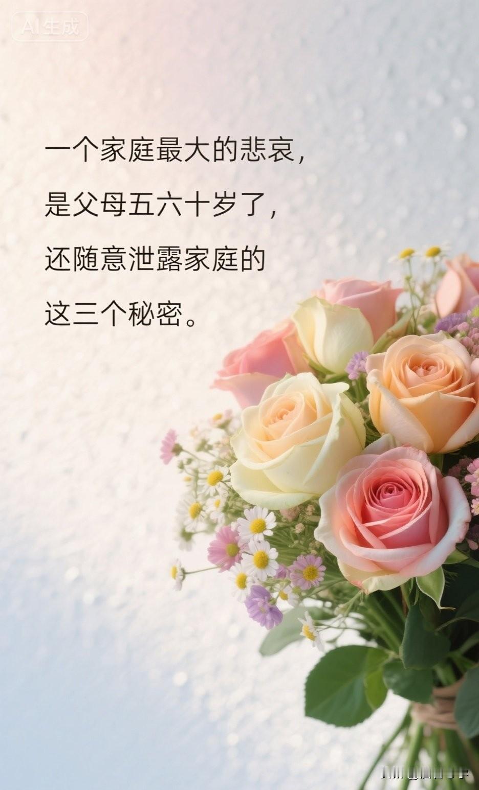 一个家庭最大的悲哀，是父母五六十岁了，还随意泄露家庭的这三个秘密。

你有没有发
