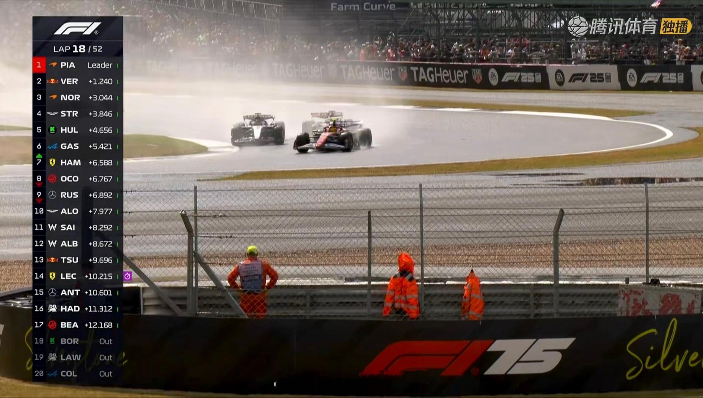 F1直播上半场全体开船，银石赛道和电影里一样，全靠策略和勇气。 ​​​