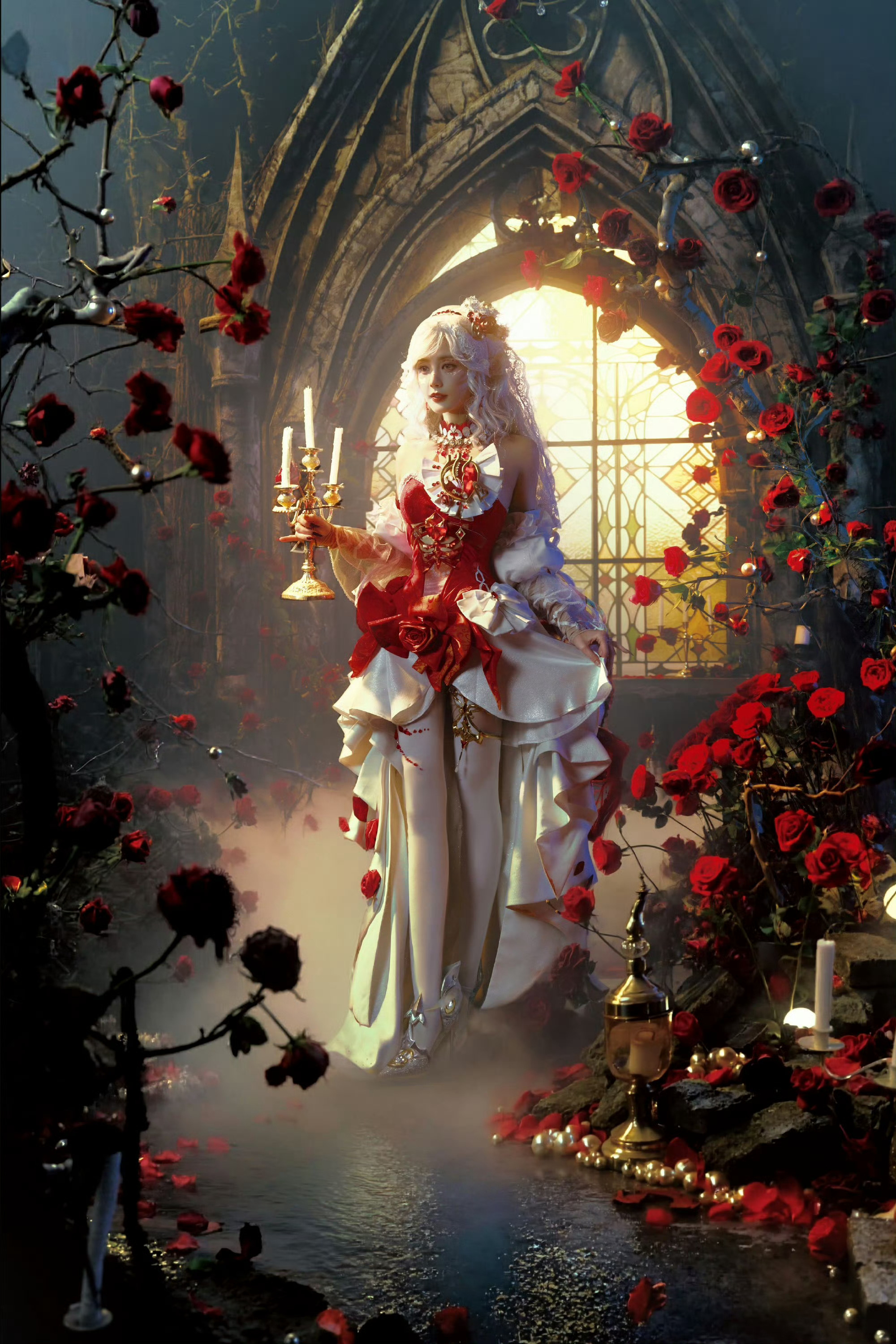 李一桐 唯一纯白的玫瑰花！这身造型真的好有味道暗黑荆棘中的白玫瑰比喻真的太贴切了