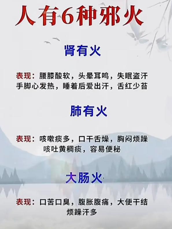 人身常有六种内火，很多人一直都分不清