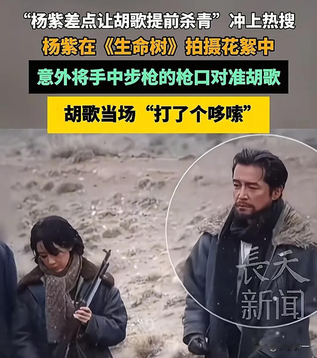 笑麻了，胡歌演戏还是这么厉害啊[呲牙]
杨紫和胡歌搭《生命树》，不小心把道具枪口