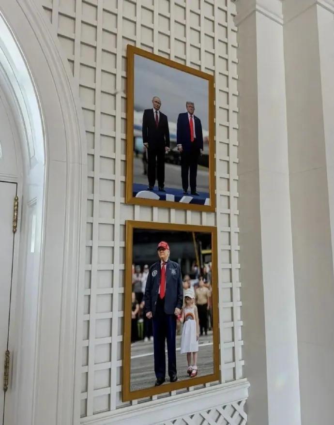 特朗普把他跟普京的合影挂在了白宫的墙上。

老特确实是个真性情的人，虽然被曝过通