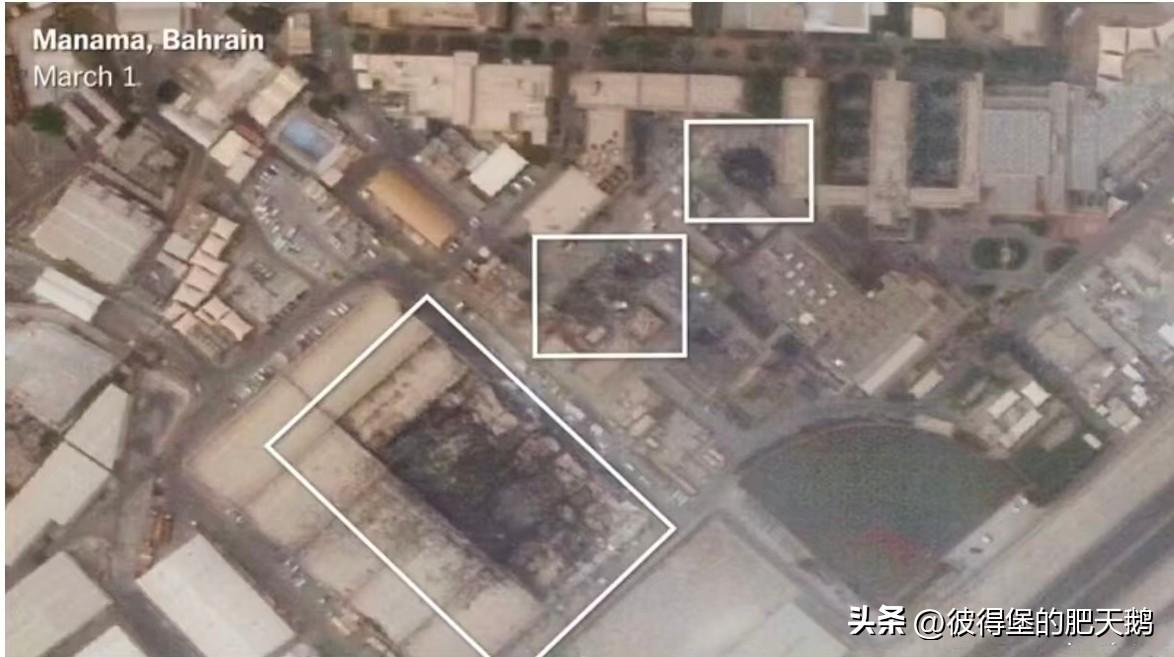 快讯！卫星图像证实，位于巴林麦纳麦市的美国海军第五舰队总部的两个卫星终端，被伊朗