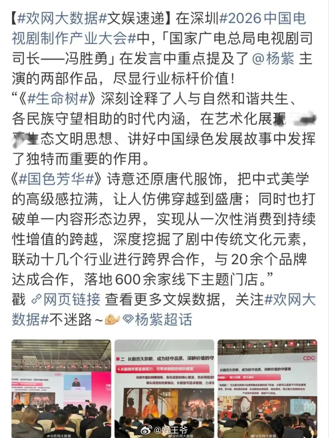 杨紫又被表扬了 杨紫国色芳华生命树又双叒叕被夸了 