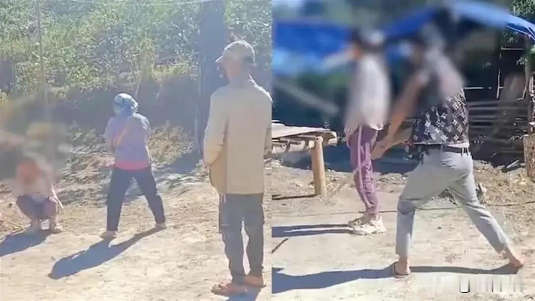 网传视频：这个女子犯了什么错呀，遭众人用棍子抽打，是她出轨了？还是参与拐卖妇女儿
