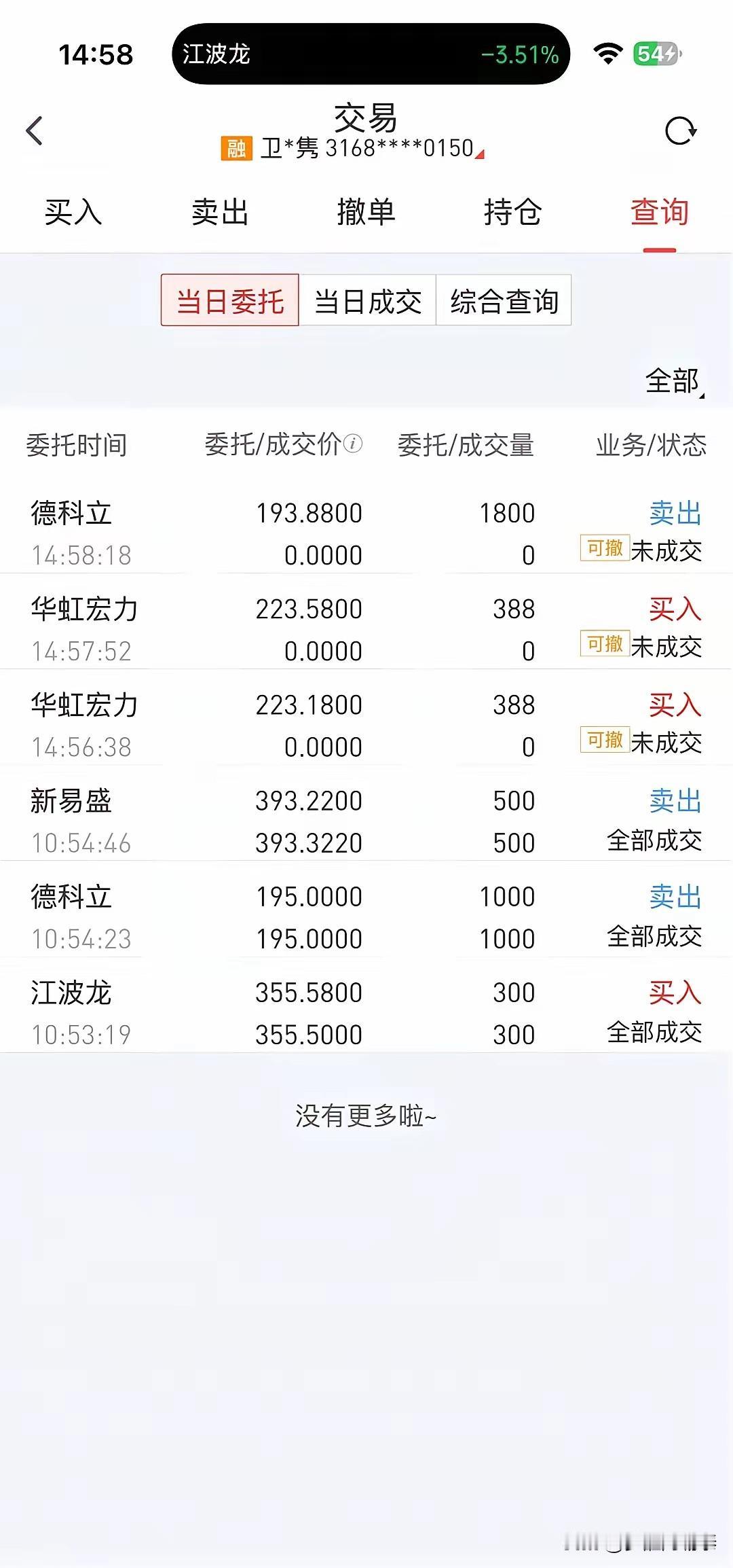“怕下周补跌，多走一点，新开一仓，不知道成交不？我又在乱来……”

今天刷到一位