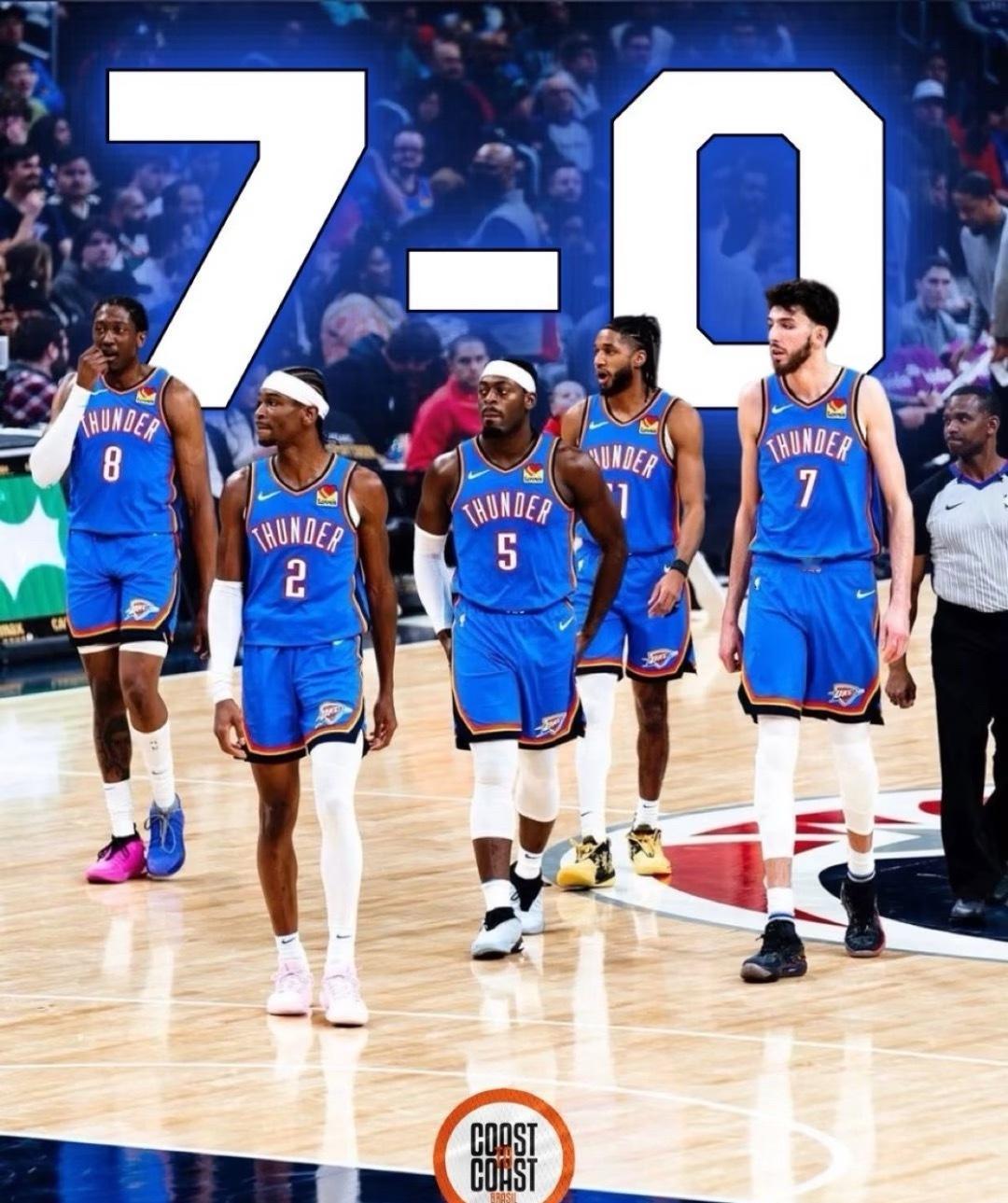 来吧，看看亚历山大这牛逼哄哄的数据吧：赛季开局7胜0负连续79场得分20+，追平