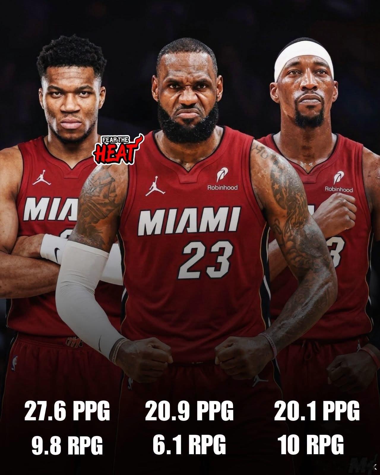 如果詹姆斯重返迈阿密，他将与字母哥、阿德巴约组成NBA历史首个身高2米06以上且