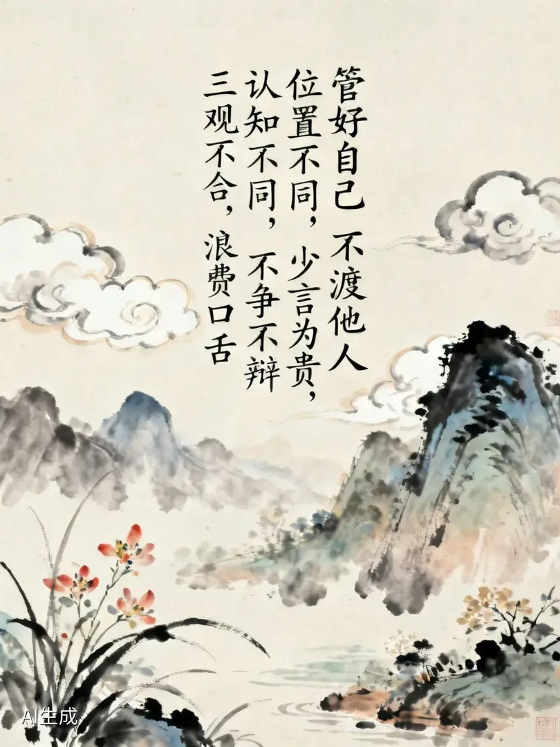 管好自己不度他人成年人最大的清醒，就是管好自己，不渡他人。克制自己纠正他人的欲望