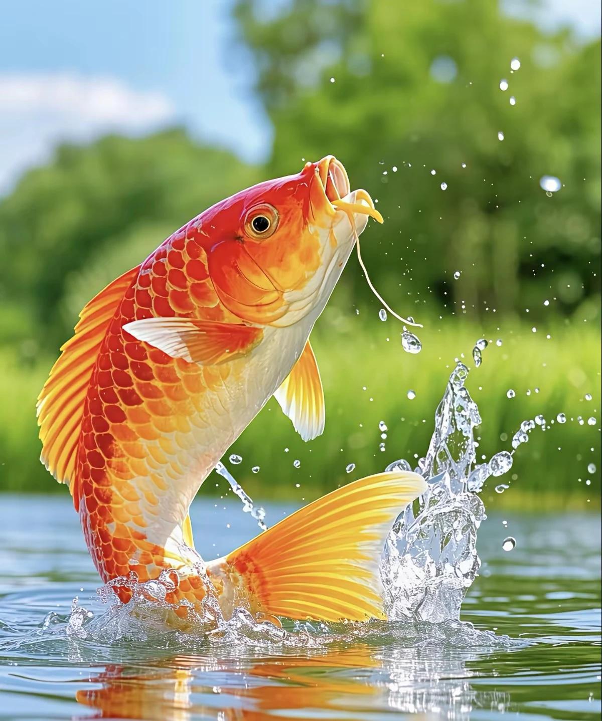 上联：山闲柴犬卧
下联：水幽鲤鱼跃。