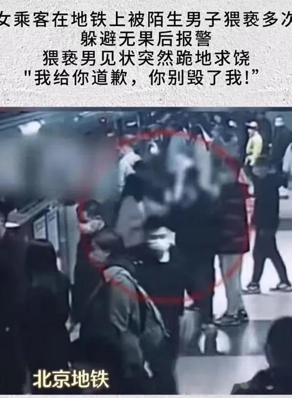 北京，女子在地铁上被人猥亵，羞得面红耳赤！于是她赶紧换位置躲避！不料，身后的男子