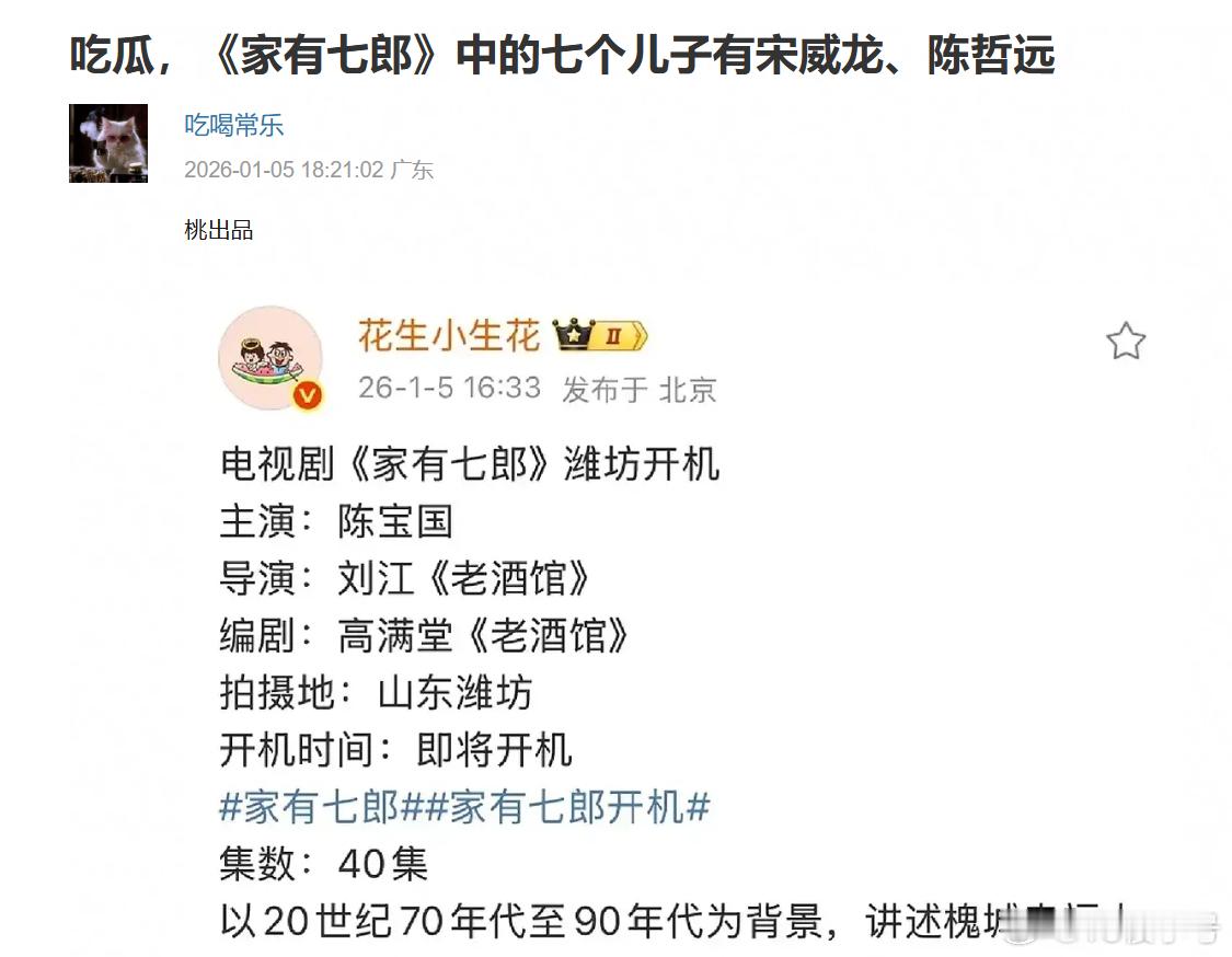 🍉《家有七郎》七个儿子中🈶宋威龙和陈哲远 