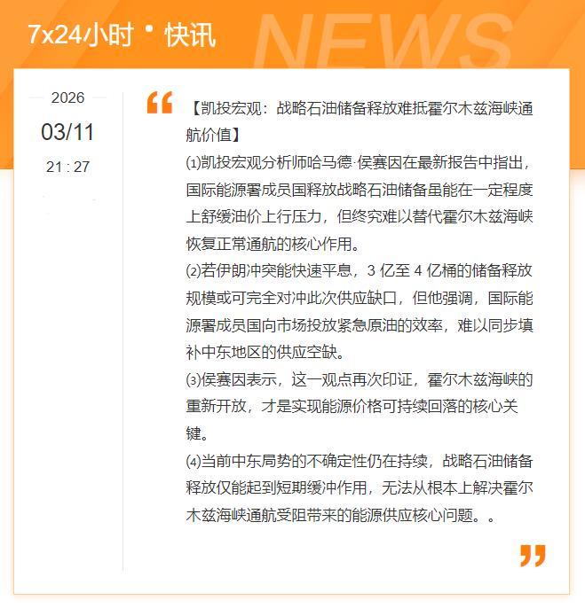 同意凯投宏观的观点！
市场低估了霍尔木兹海峡的重要性！

即便国际能源署（IEA