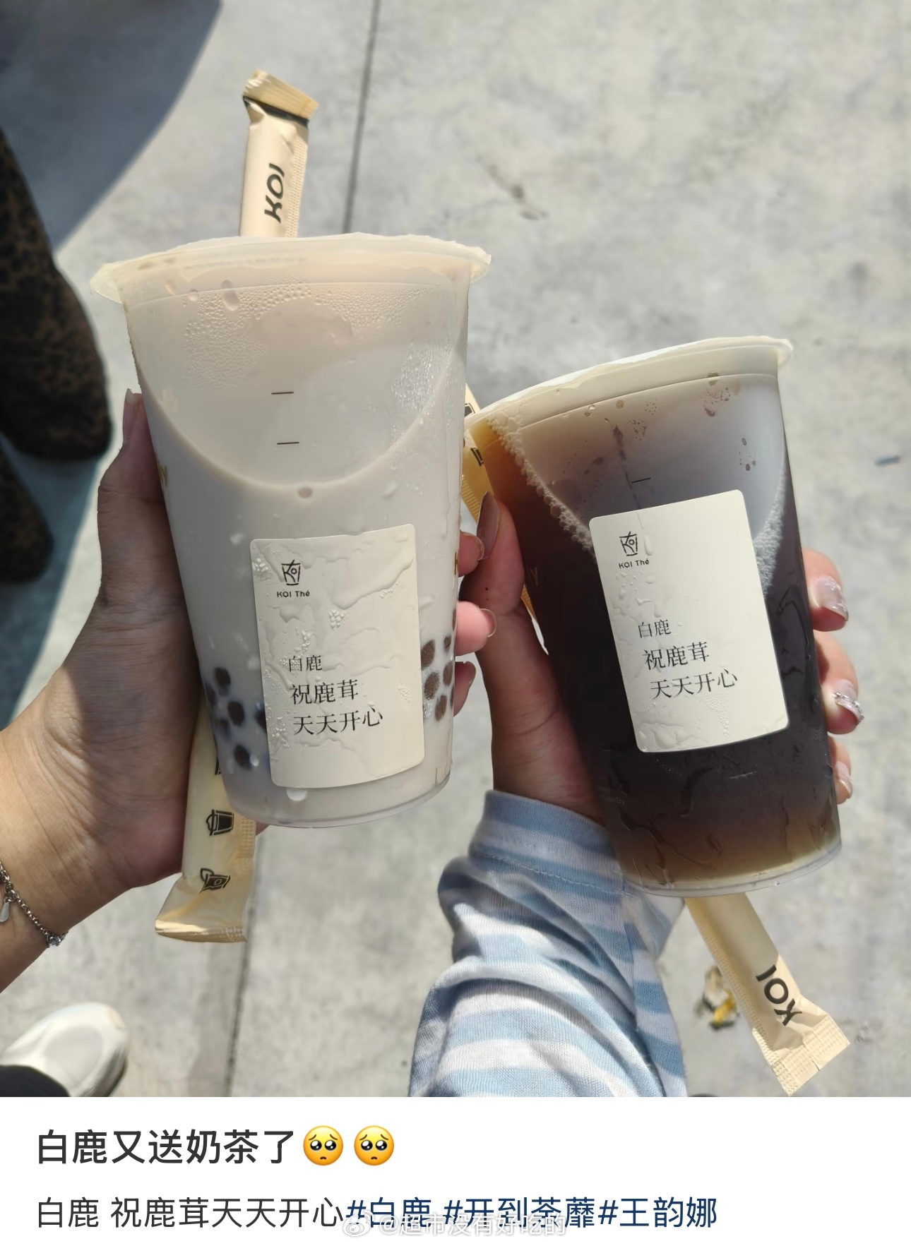 白鹿和鹿茸双向奔赴开到荼蘼杀青请粉丝喝奶茶了白鹿 ​​​