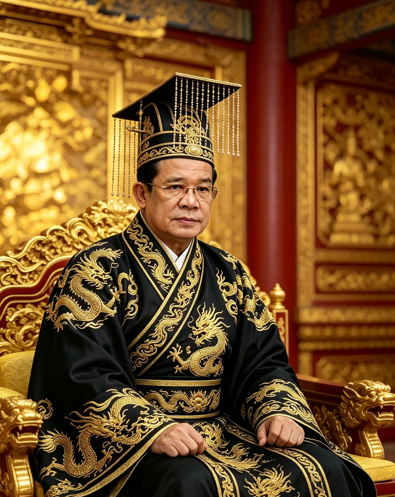 西哈莫尼国王比洪森亲王更有帝王之相。让他们穿上我国帝王的龙袍，戴上冕旒冠，就知道