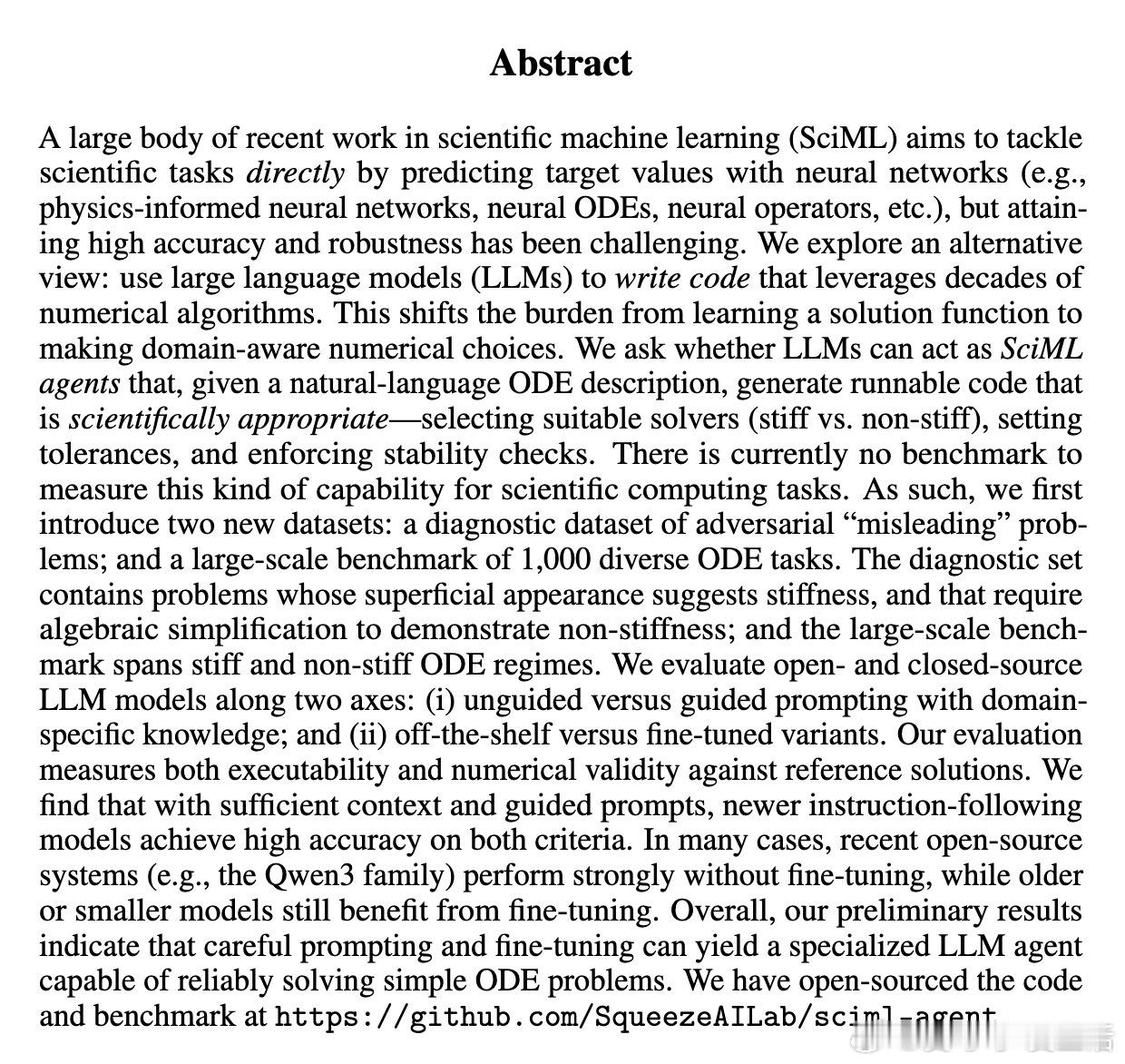 [LG]《SciML Agents: Write the Solver, Not