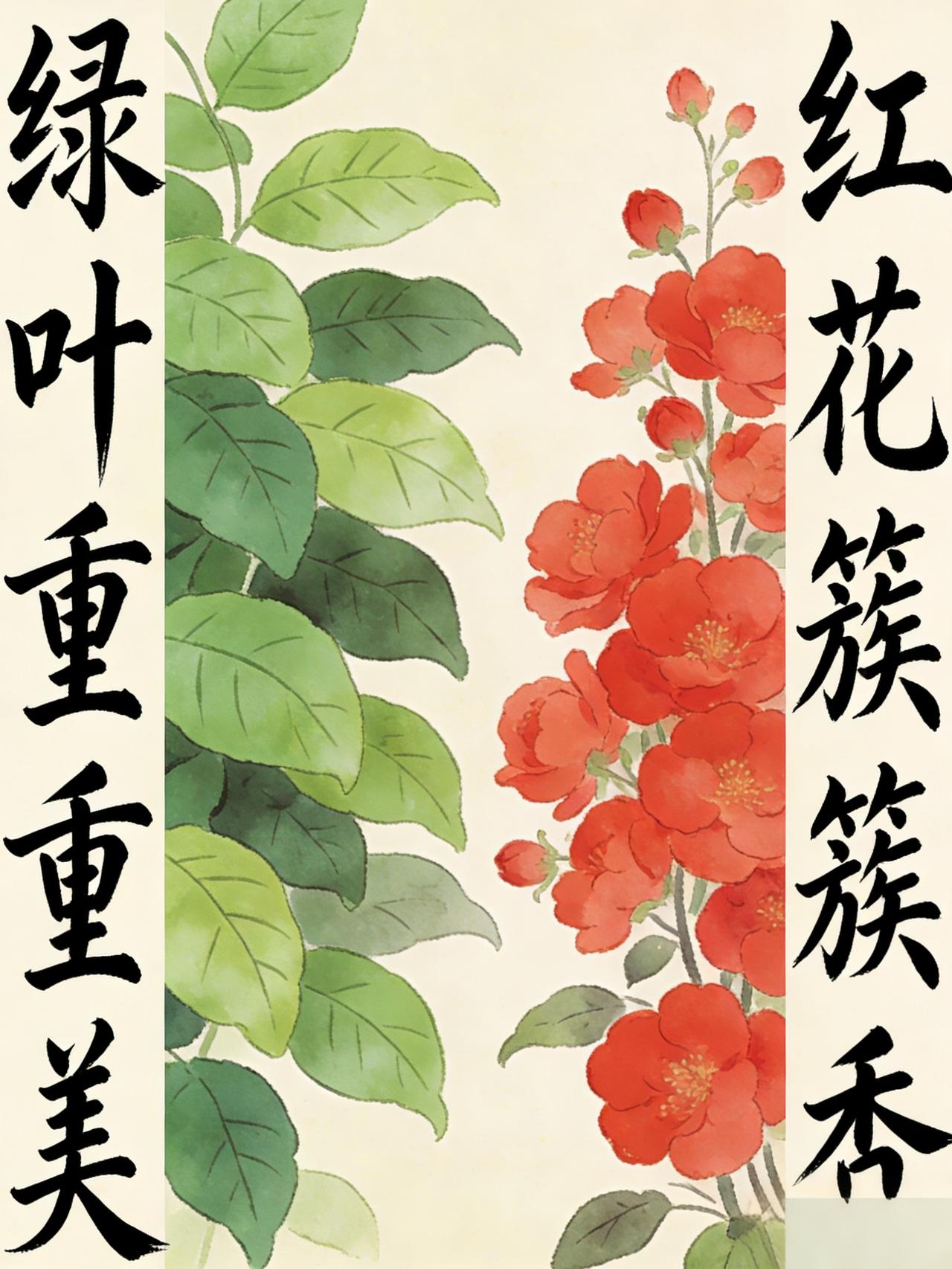 上联：绿叶重重美，下联：红花簇簇香 

红花簇簇香 ✅
（绿叶对红花，重重对簇簇