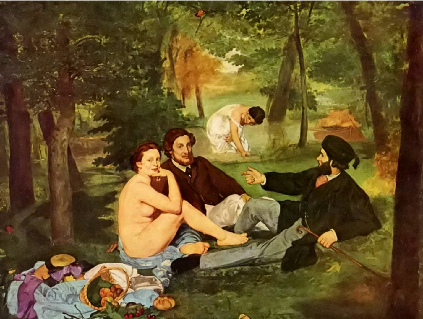 此画名为《草地上的午餐》吃个饭衣服脱光光，实在是理解不了国外人口中的所谓“艺术”