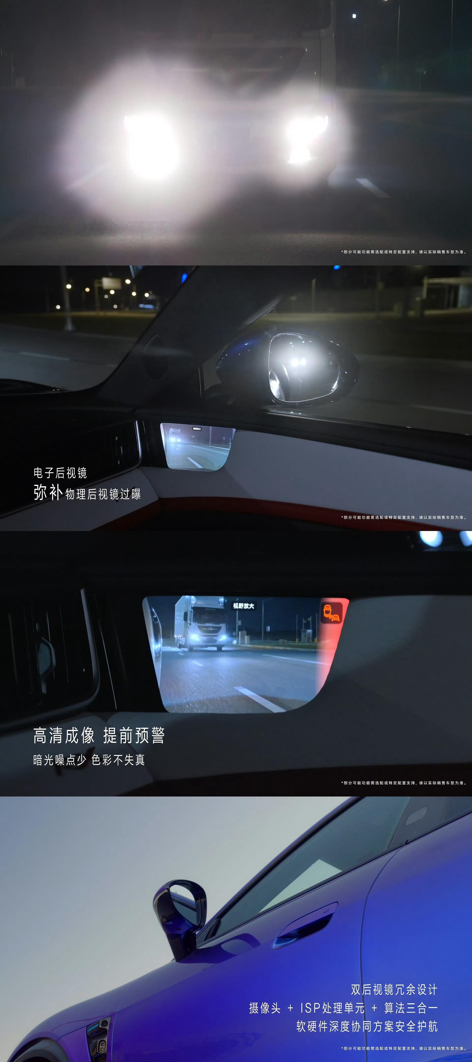 智界RX搭载尊界同款双目后视镜夜间开车被后车远光闪到、下雨天后视镜糊成一片，都是