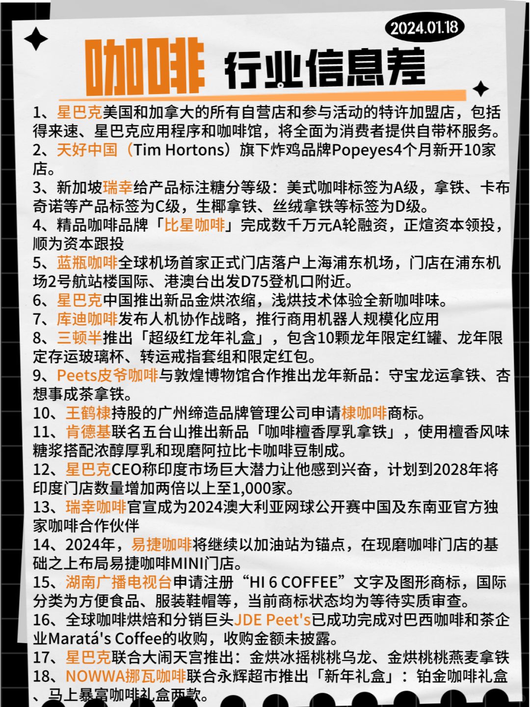 【咖啡】行业信息差