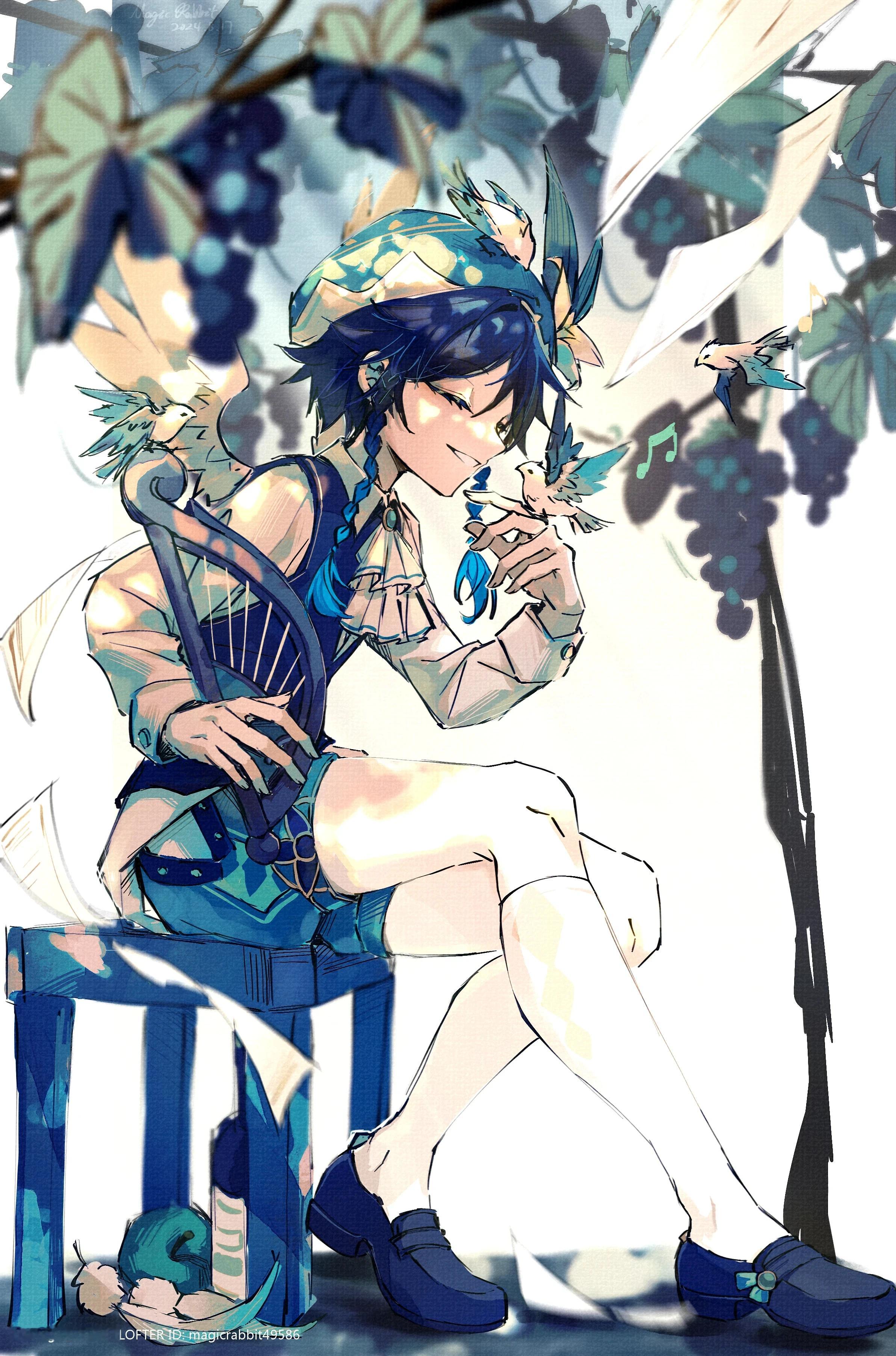 “会遇到吗？那葡萄藤下被白鸟环绕的歌者啊。”LOFTER画师：Magic_Rab