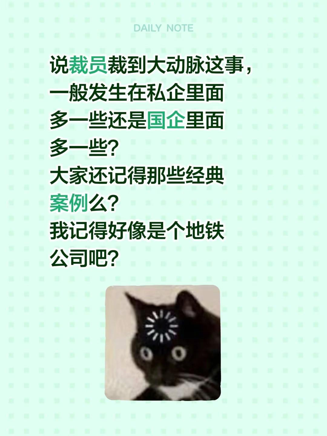 说裁员裁到大动脉这事，一般发生在私企里面多一些还是国企里面多一些？大家还记得那些