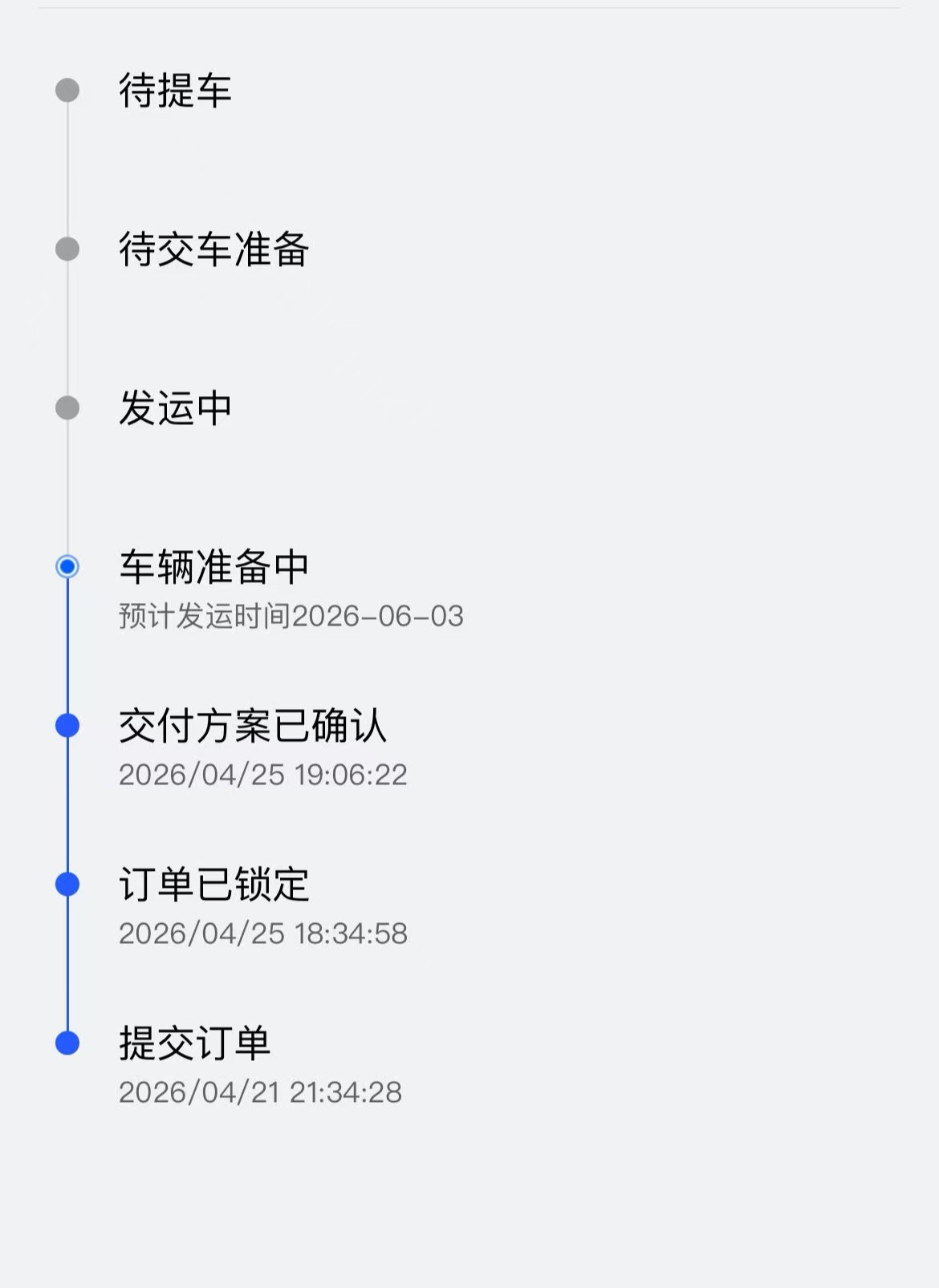 尚界 Z7 系列昨晚更新订单状态了，会显示预计发运时间。提车时间你们可以期待一下