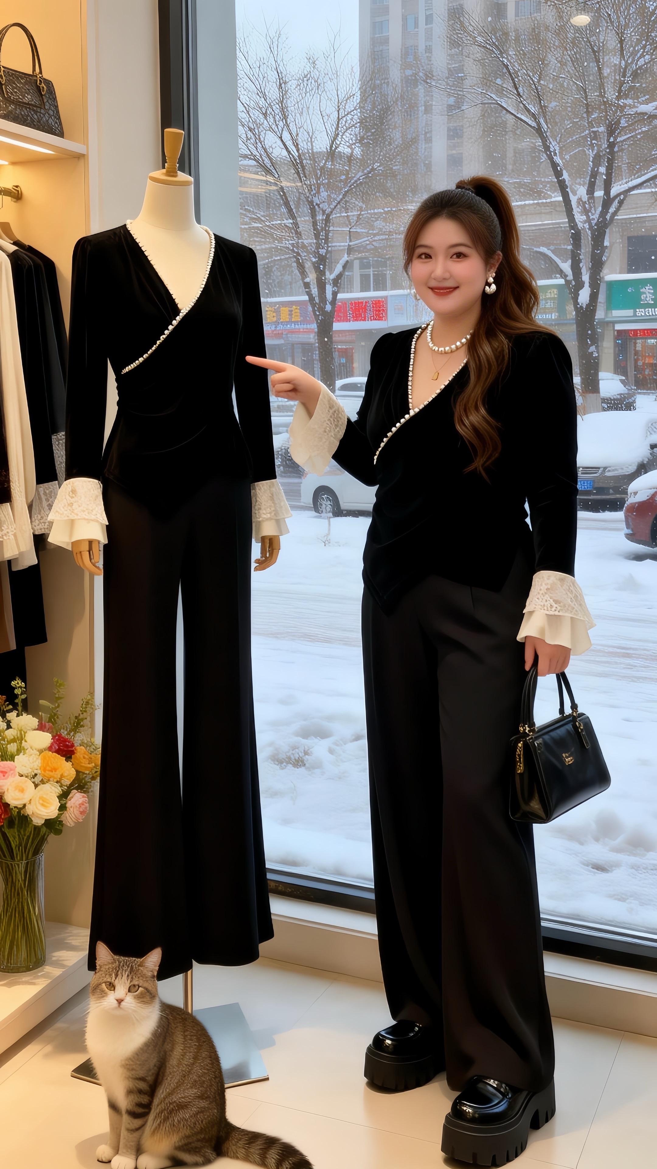 大码女装新中式穿搭衬衫穿搭脱下外套也体面的秋冬内搭高级感穿搭