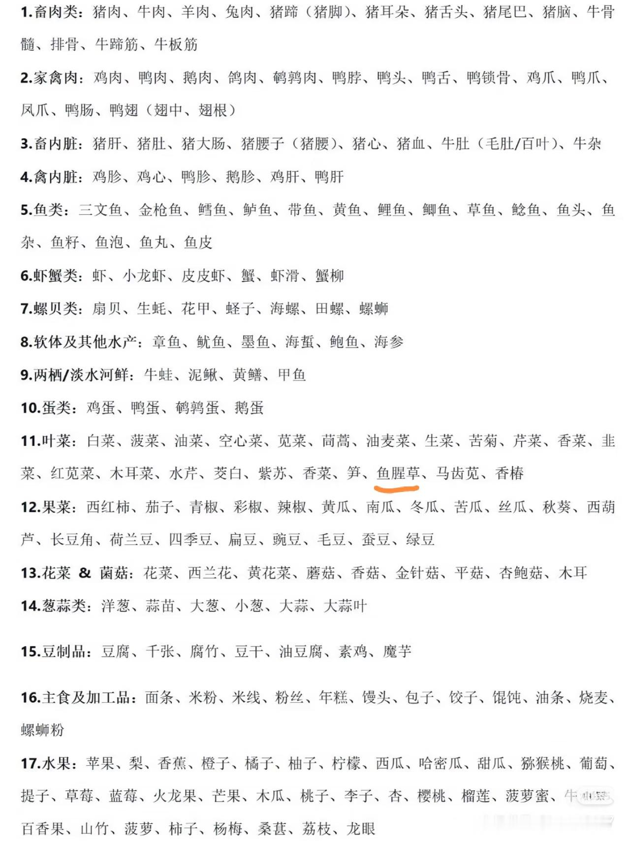 🍠刷到的表……我是真的不挑食啊。。。 确定不吃的有且只有折耳根. 