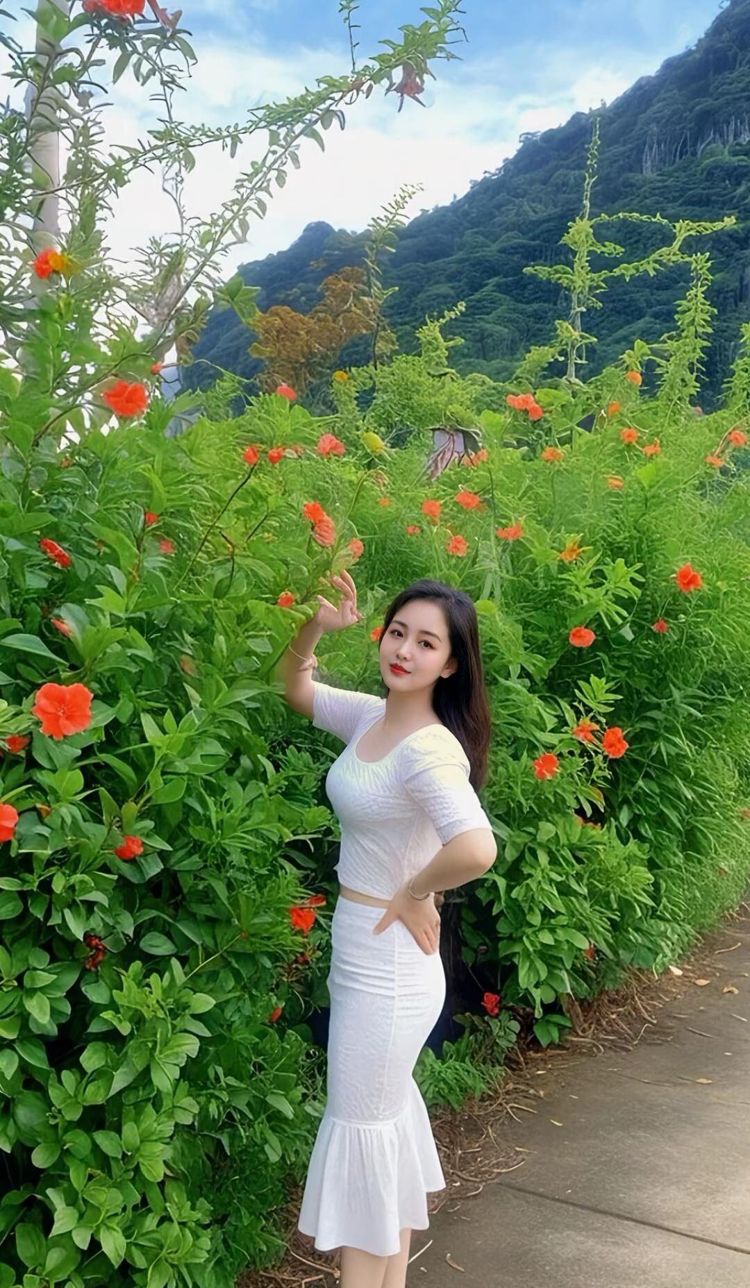 夏日花园里的清新穿搭，与自然融为一体