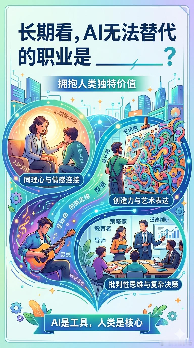 长期看，AI无法替代的职业是______？ 评论区说出你的答案。 