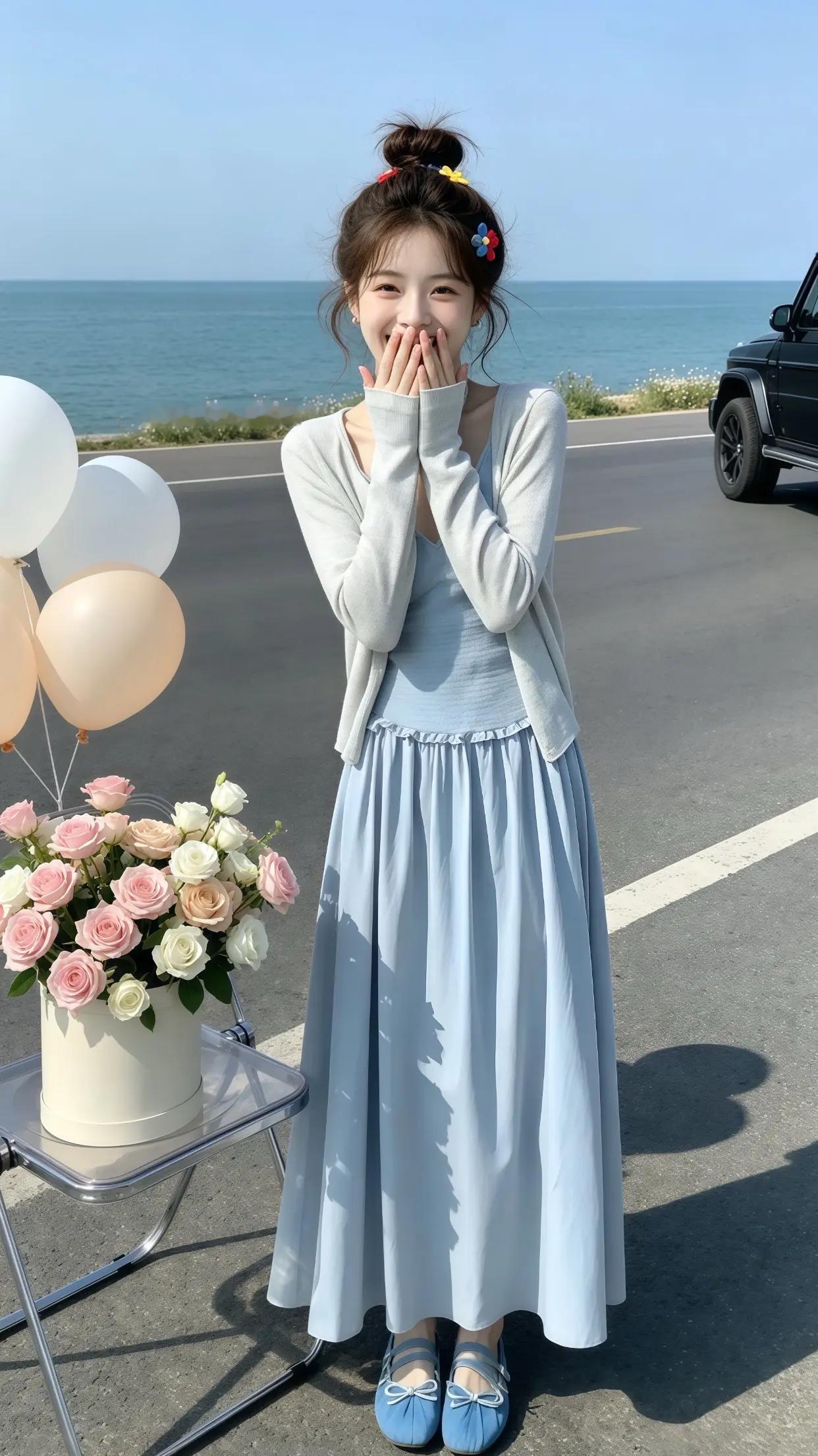 夏季穿搭少女感夏日ootd 温柔蓝色连衣裙 少女感夏日ootd 法式初恋风小白裙