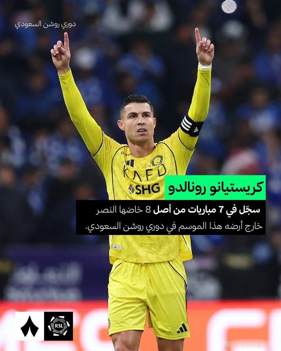 C罗 克里斯蒂亚诺·罗纳尔多在本赛季沙特联赛中，利雅得胜利参加的8场客场比赛中有
