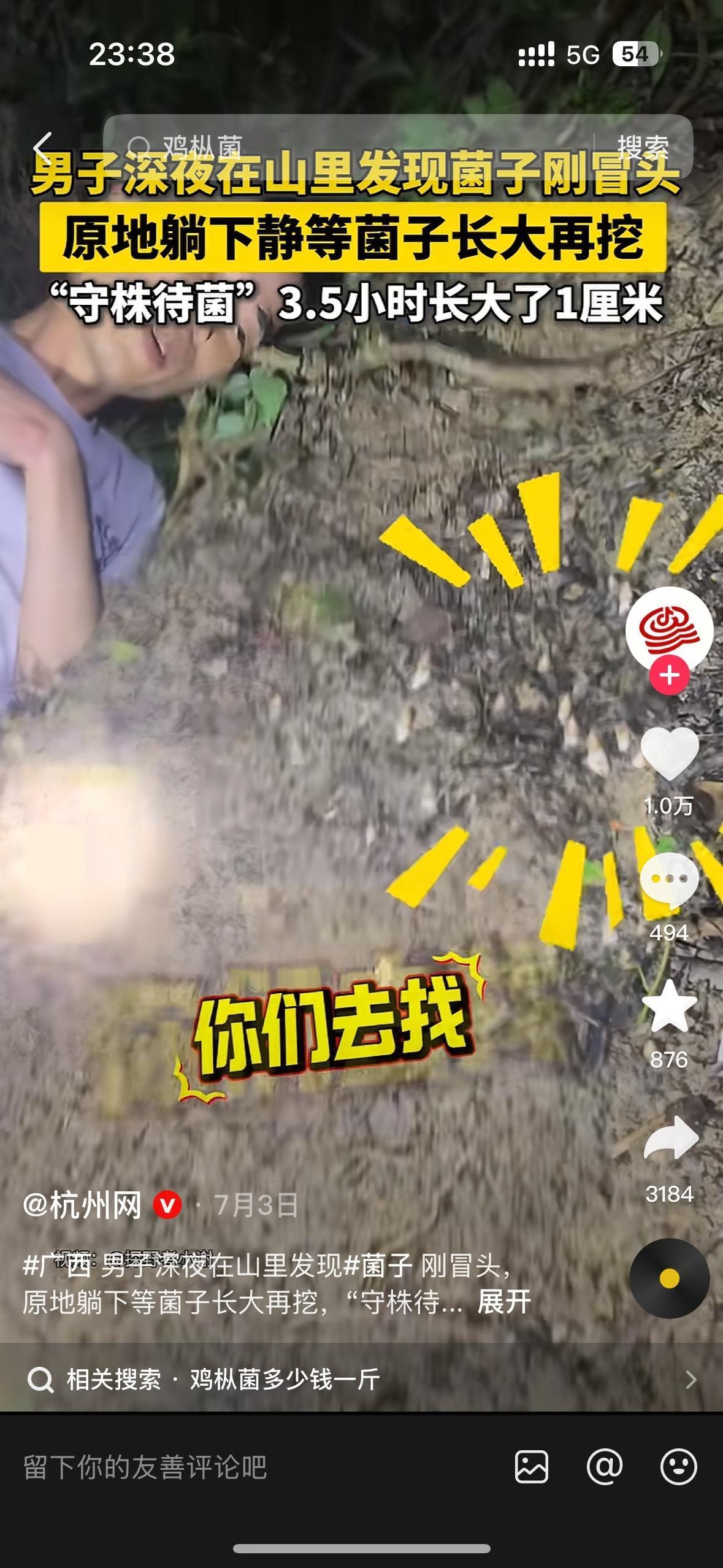 天降横财！重庆开州男子进山找菌，转悠两三个钟头一无所获，准备下山时在大树后挖到 