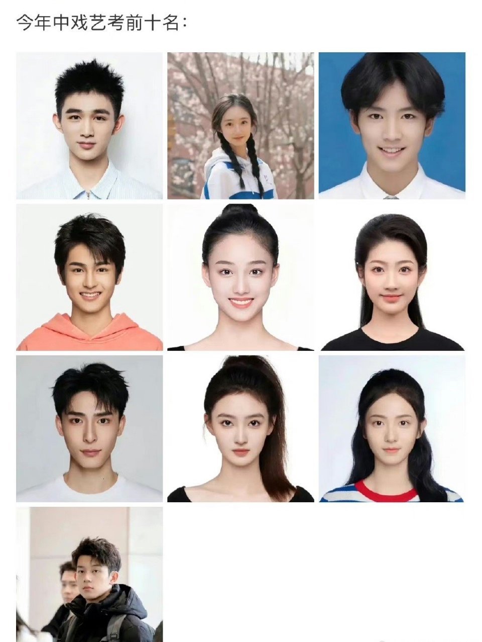 今年中戏艺考前十名，哪个最有星光？ ​​​
