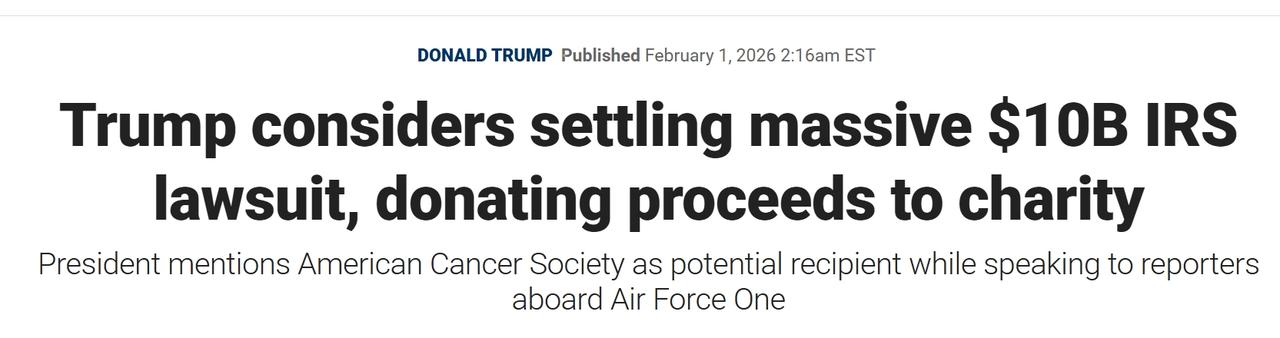 特朗普起诉国税局，索赔百亿美元：捐赠给慈善机构
当地时间周六，特朗普在空军一号上