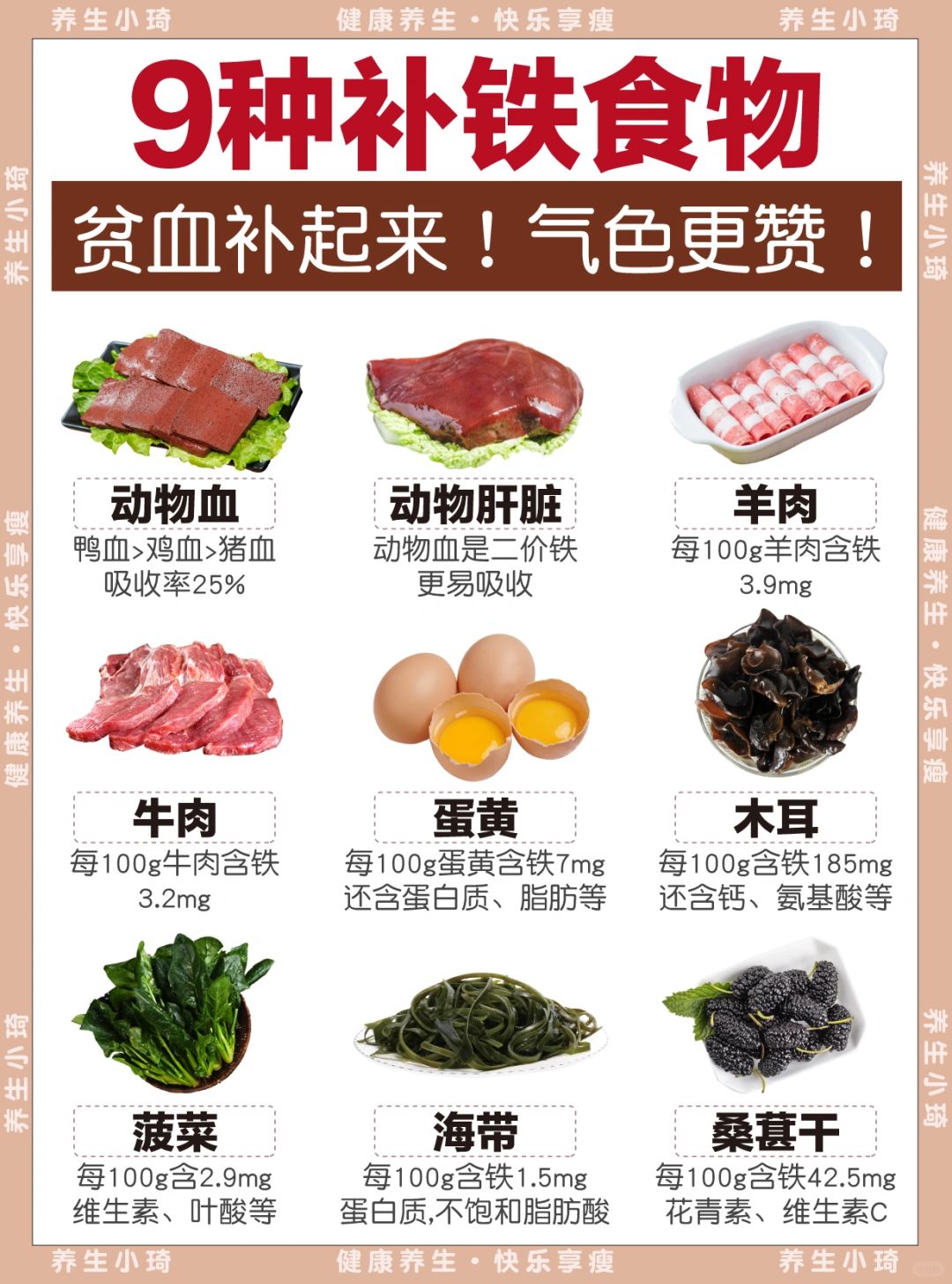 9种补铁食物合集｜脸色越吃越红润‼️