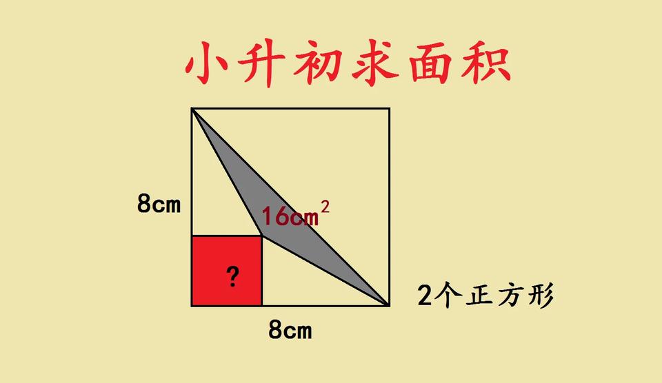 “太难了！”一道小升初培优求面积的几何题，把985毕业的宝妈给难住了。
 
题目