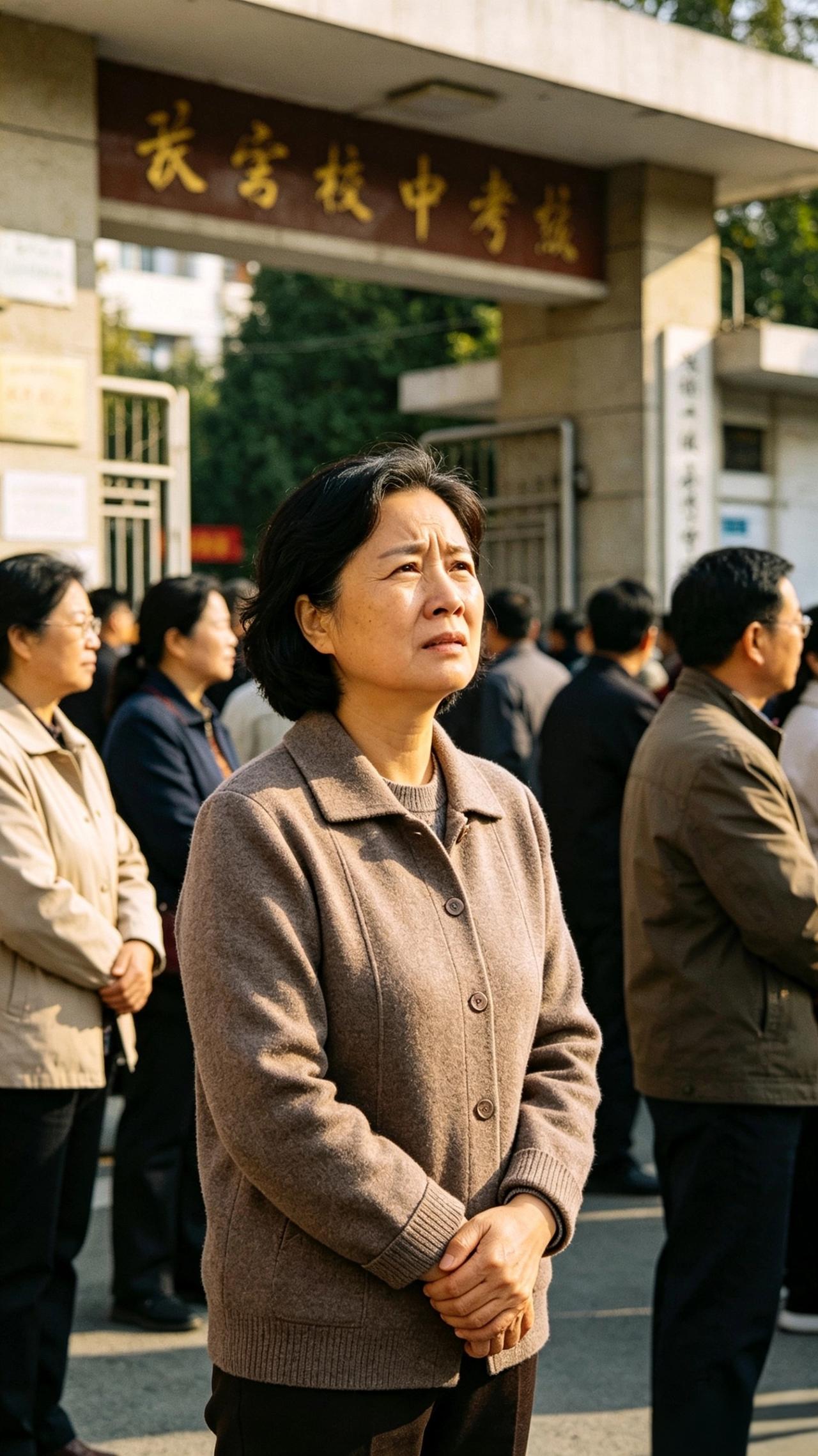 考场外的等候，大概是每位家长最熬人的时刻。站在人群里，表面故作淡定，心里却七上八