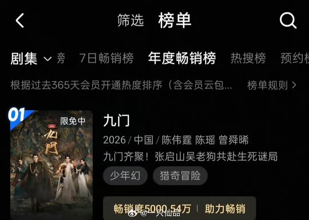 《九门》👖拉新破5000，曾舜晞吴老狗牛比 
