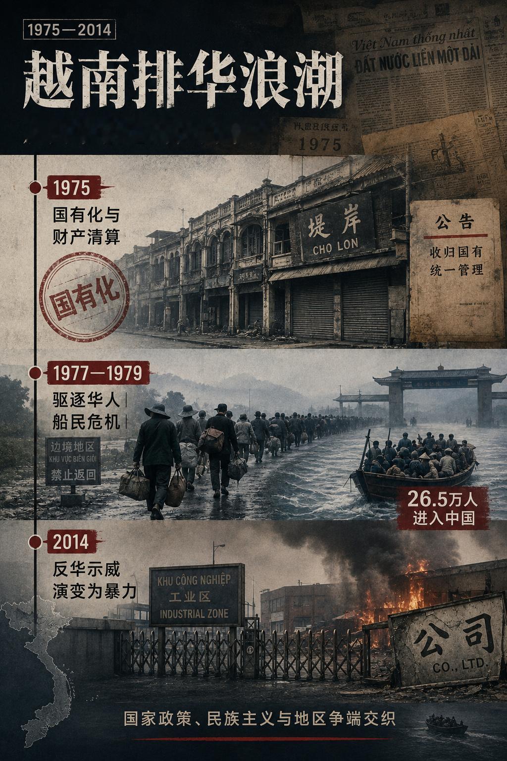 Claude讲述越南的排华浪潮。越南的排华浪潮不是单一事件，而是几波性质完全不同