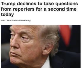 【美媒爆特朗普反常回避提问】特朗普一反常态接连回避提问据美国有线电视新闻网（CN