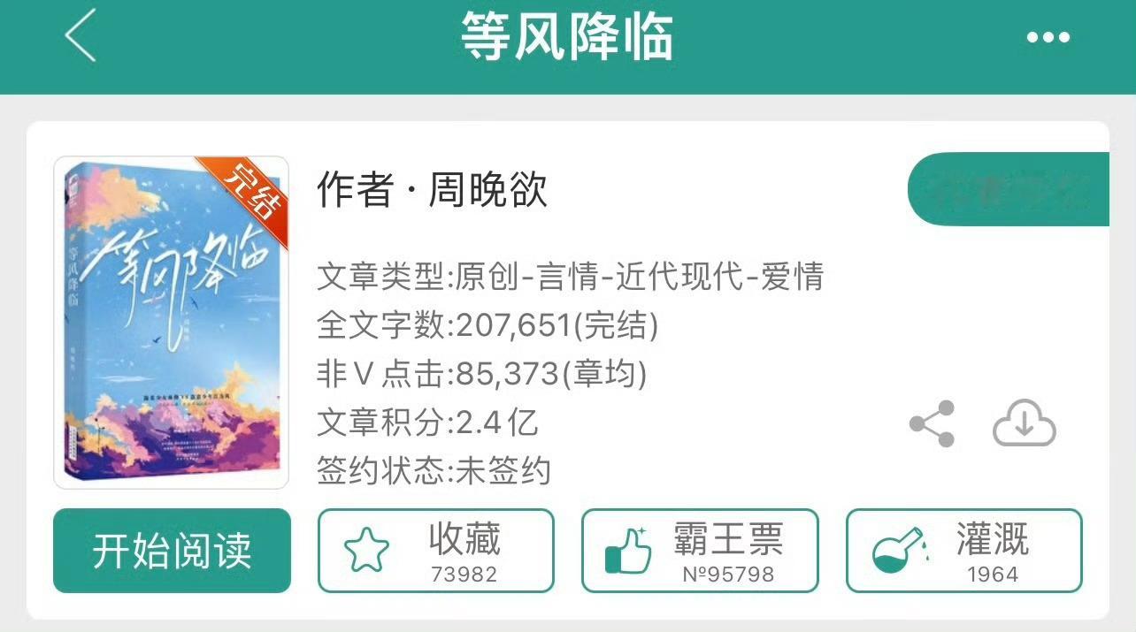 小说推荐：《等风》 作者:周晚欲简评：清冷卑微女主vs又痞又帅男主，暗恋，久别重
