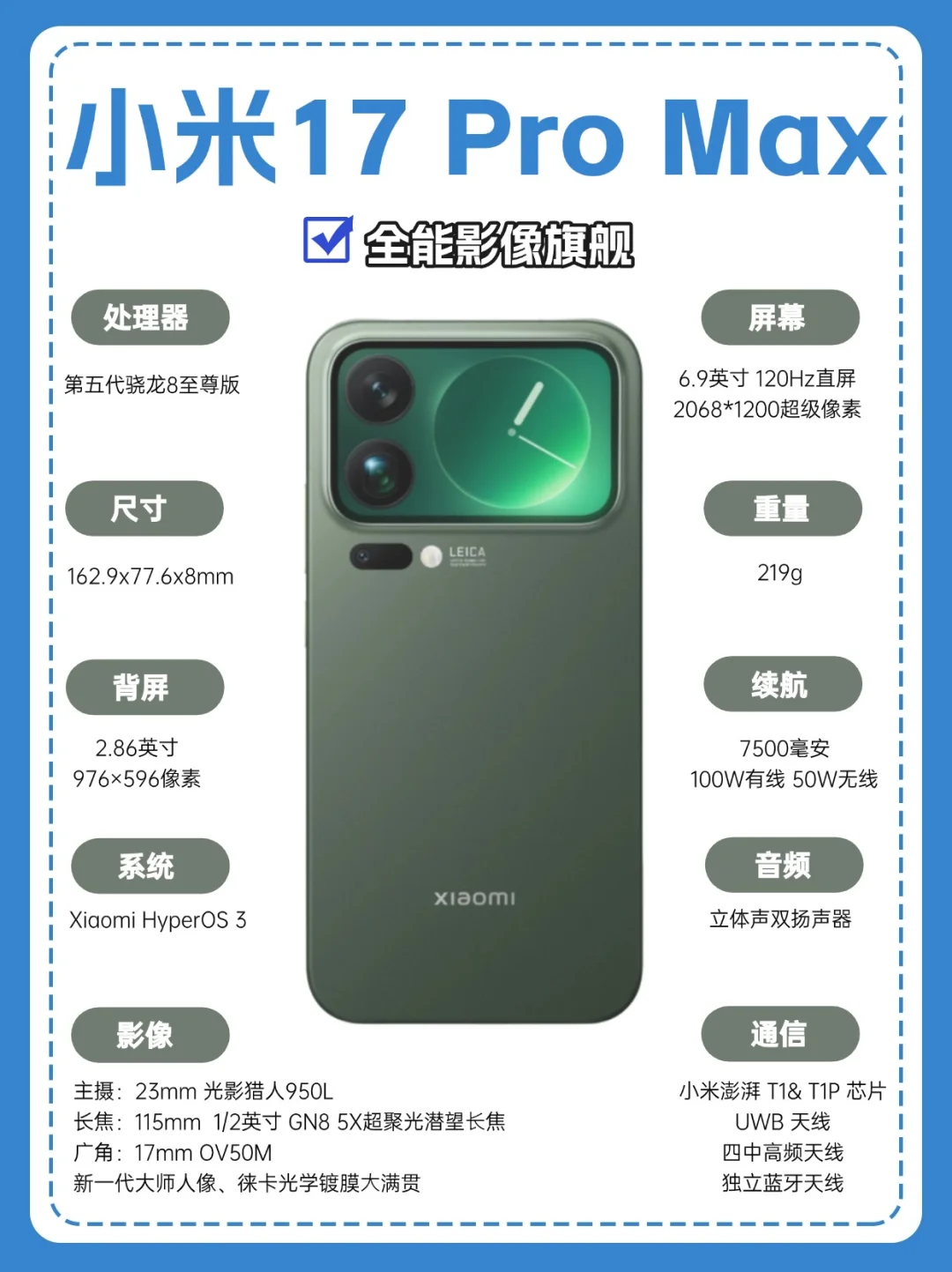 小米17 Pro Max参数一览，全能影像旗舰！