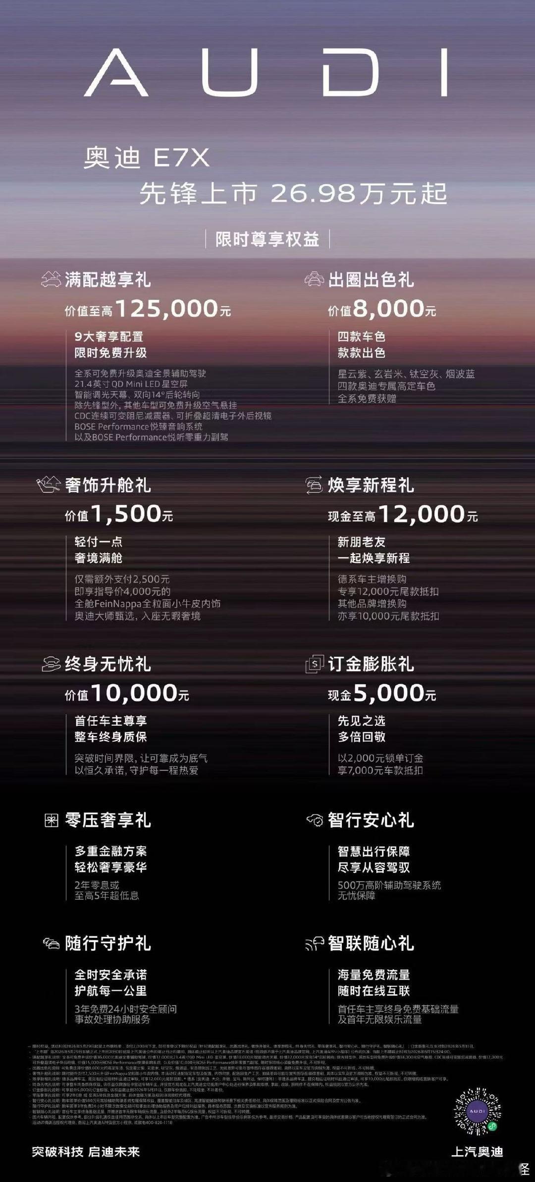 奥迪E7X上市火爆ta们都入手了 上市消息一出，朋友圈直接刷屏，身边好几个朋友都