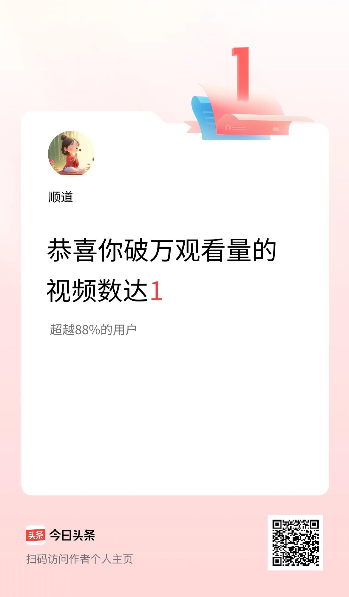 我在头条有1条视频播放量破万了！
