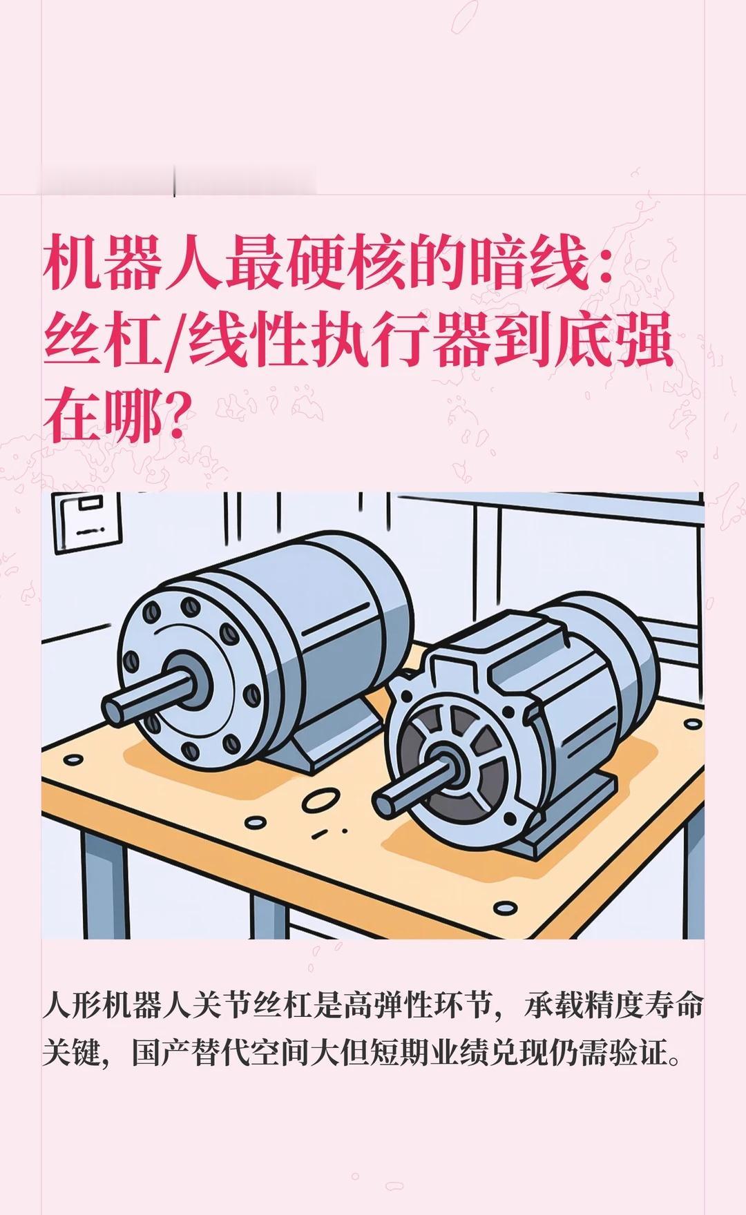 机器人最硬核的暗线：丝杠/线性执行器到底
人形机器人  丝杠  线性执行器  行