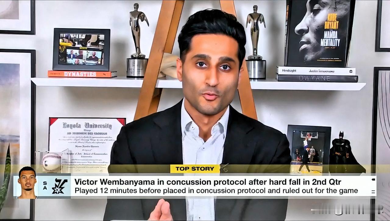 Shams透露文班正式进入脑震荡协议，G3出战概率为0，马刺悬了

据名记Sha