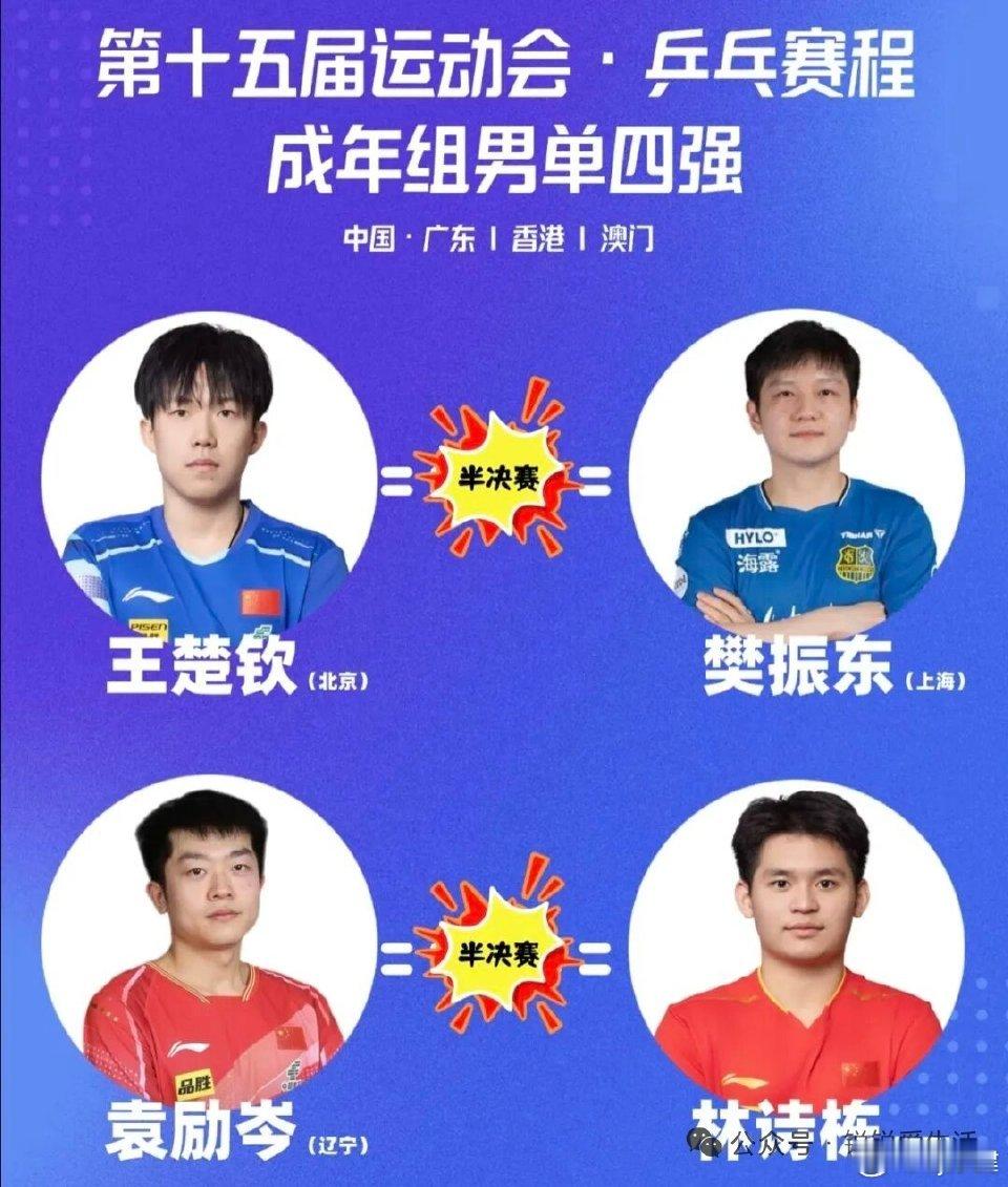 胖球男单四强，樊振东vs王楚钦这一场注定引人关注，不过还有 袁励岑vs林诗栋 也